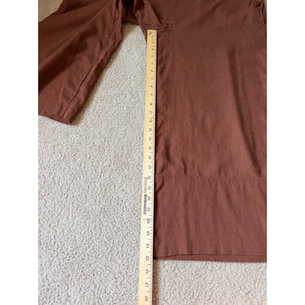 Banana Republic Pants WIDE LEG NEW LINEN BLEND CROPPED PULL ON Brown Large